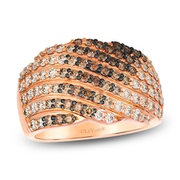 Le Vian Chocolate Ombré Diamond Multi-Row Ring 1-5/8 ct tw 14K Strawberry Gold
