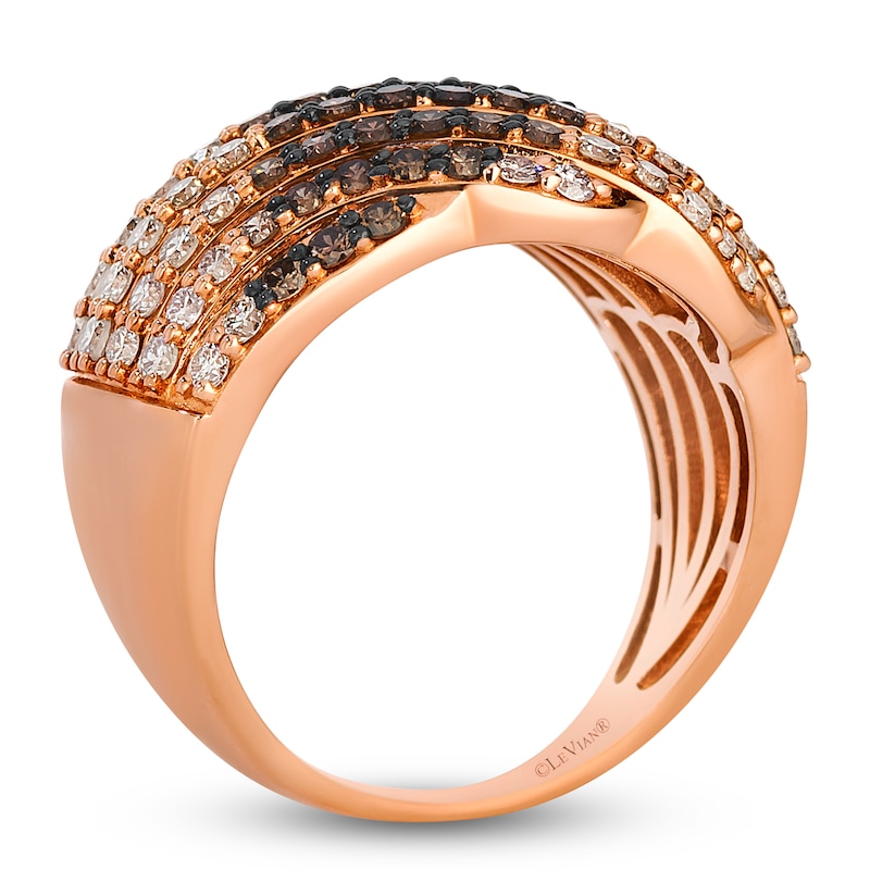 Main Image 2 of Le Vian Chocolate Ombré Diamond Multi-Row Ring 1-5/8 ct tw 14K Strawberry Gold