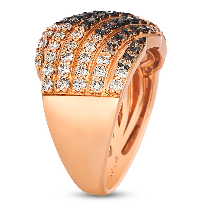 Main Image 3 of Le Vian Chocolate Ombré Diamond Multi-Row Ring 1-5/8 ct tw 14K Strawberry Gold