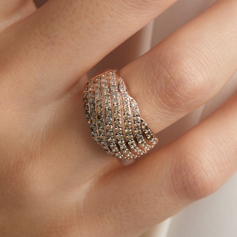 Main Image 4 of Le Vian Chocolate Ombré Diamond Multi-Row Ring 1-5/8 ct tw 14K Strawberry Gold