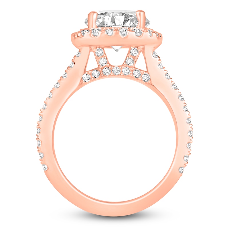 Main Image 2 of Round-Cut Lab-Grown Diamond Halo Engagement Ring 4-1/4 ct tw 14K Rose Gold