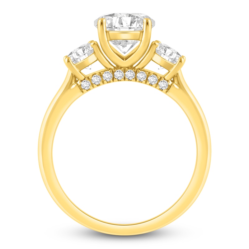 Main Image 2 of Oval-Cut Lab-Grown Diamond Three-Stone Engagement Ring 3 ct tw 14K Yellow Gold
