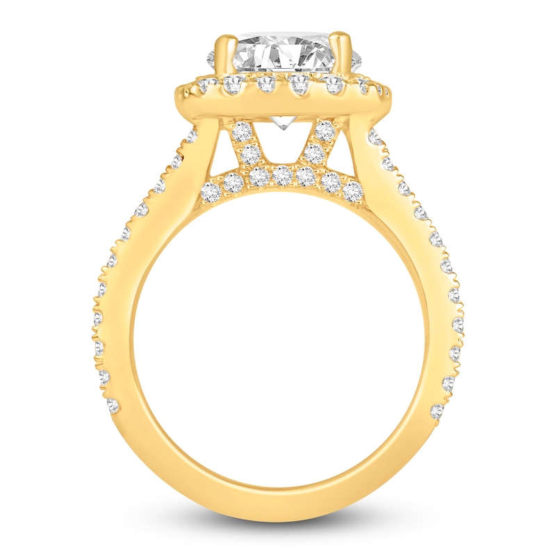 Main Image 2 of Round-Cut Lab-Grown Diamond Halo Engagement Ring 4-1/4 ct tw 14K Yellow Gold