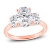Thumbnail Image 1 of Oval-Cut Lab-Grown Diamond Three-Stone Engagement Ring 3 ct tw 14K Rose Gold