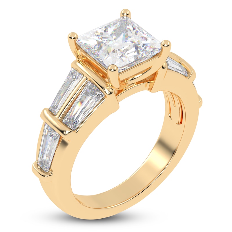 Main Image 2 of Princess-Cut Lab-Grown Diamond Engagement Ring 3-1/2 ct tw 14K Yellow Gold