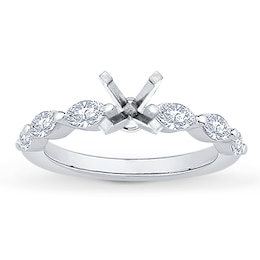 Certified Marquise-Cut Diamond Engagement Ring Setting 1/2 ct tw 14K White Gold