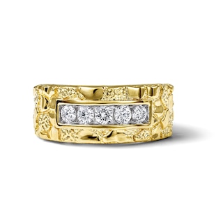 Chosen Men's Diamond Nugget Anniversary Band 1/2 ct tw 14K Yellow Gold