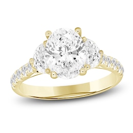Oval-Cut & Half Moon-Shaped Lab-Grown Diamond Three-Stone Engagement Ring 3 ct tw 14K Yellow Gold