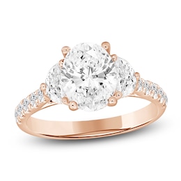 Oval-Cut & Half Moon-Shaped Lab-Grown Diamond Three-Stone Engagement Ring 3 ct tw 14K Rose Gold