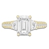 Thumbnail Image 3 of Emerald-Cut & Trapezoid-Cut Lab-Grown Diamond Three-Stone Engagement Ring 3 ct tw 14K Yellow Gold