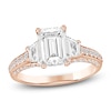 Thumbnail Image 1 of Emerald-Cut & Trapezoid-Cut Lab-Grown Diamond Three-Stone Engagement Ring 3 ct tw 14K Rose Gold