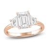 Thumbnail Image 1 of Emerald-Cut & Trapezoid-Cut Lab-Grown Diamond Three-Stone Engagement Ring 2-3/4 ct tw 14K Rose Gold