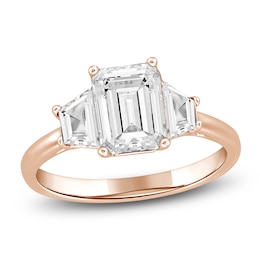 Emerald-Cut & Trapezoid-Cut Lab-Grown Diamond Three-Stone Engagement Ring 2-3/4 ct tw 14K Rose Gold