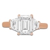 Thumbnail Image 3 of Emerald-Cut & Trapezoid-Cut Lab-Grown Diamond Three-Stone Engagement Ring 2-3/4 ct tw 14K Rose Gold