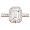 Thumbnail Image 3 of Emerald-Cut Lab-Grown Diamond Halo Engagement Ring 4 ct tw 14K Rose Gold