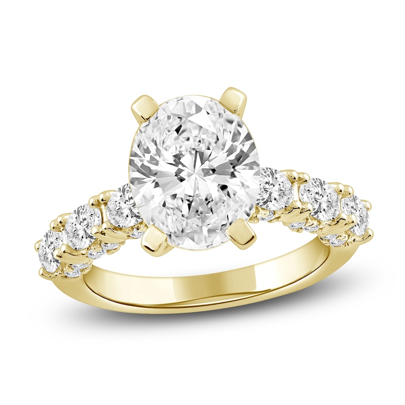 Main Image 1 of Oval-Cut Lab-Grown Diamond Engagement Ring 4-1/2 ct tw 14K Yellow Gold