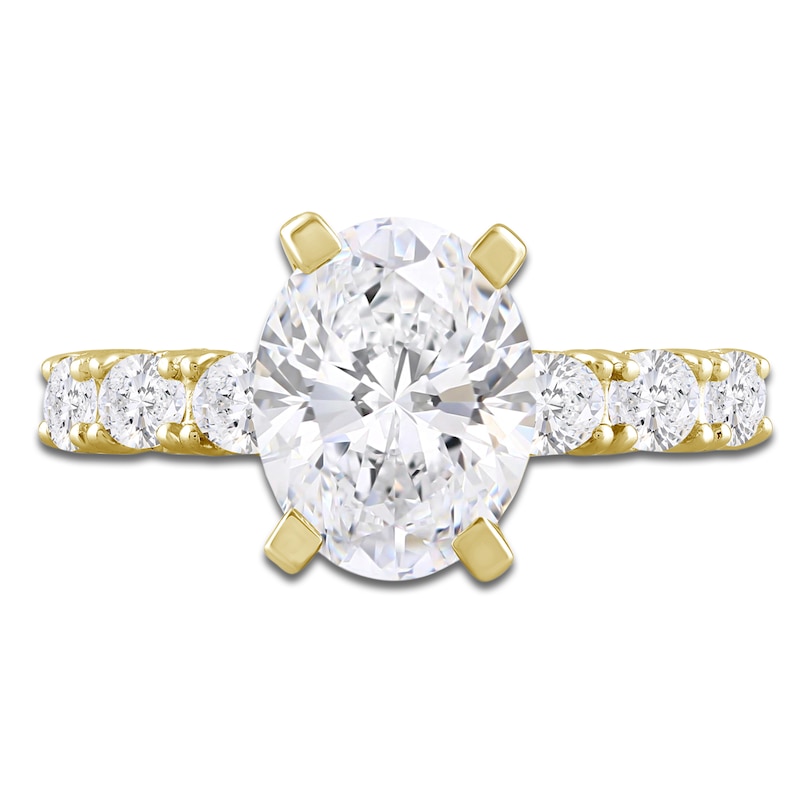 Main Image 3 of Oval-Cut Lab-Grown Diamond Engagement Ring 4-1/2 ct tw 14K Yellow Gold