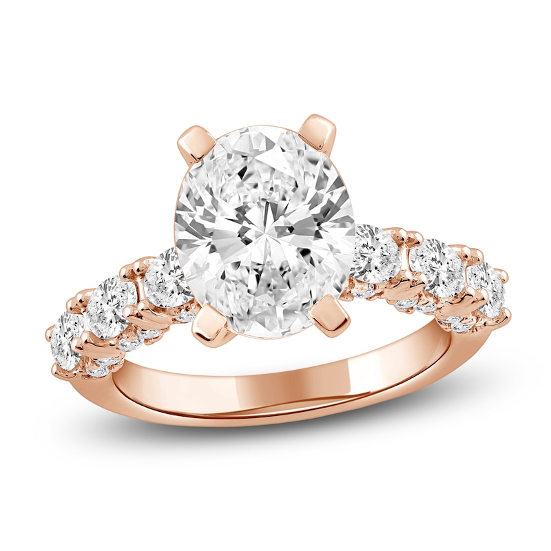 Main Image 1 of Oval-Cut Lab-Grown Diamond Engagement Ring 4-1/2 ct tw 14K Rose Gold