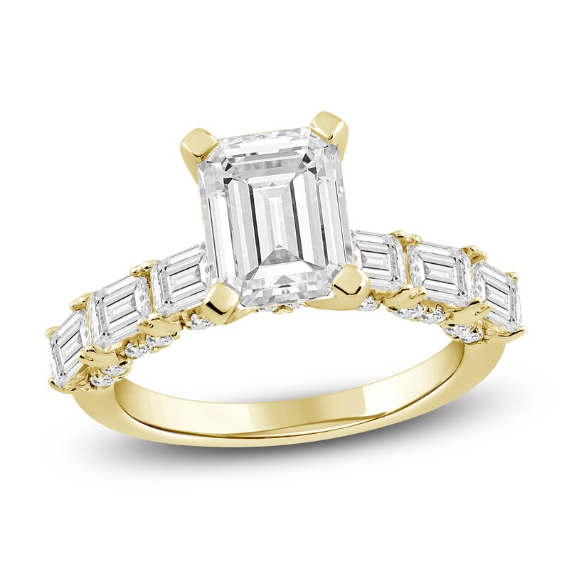 Main Image 1 of Emerald-Cut Lab-Grown Diamond Engagement Ring 4-1/2 ct tw 14K Yellow Gold