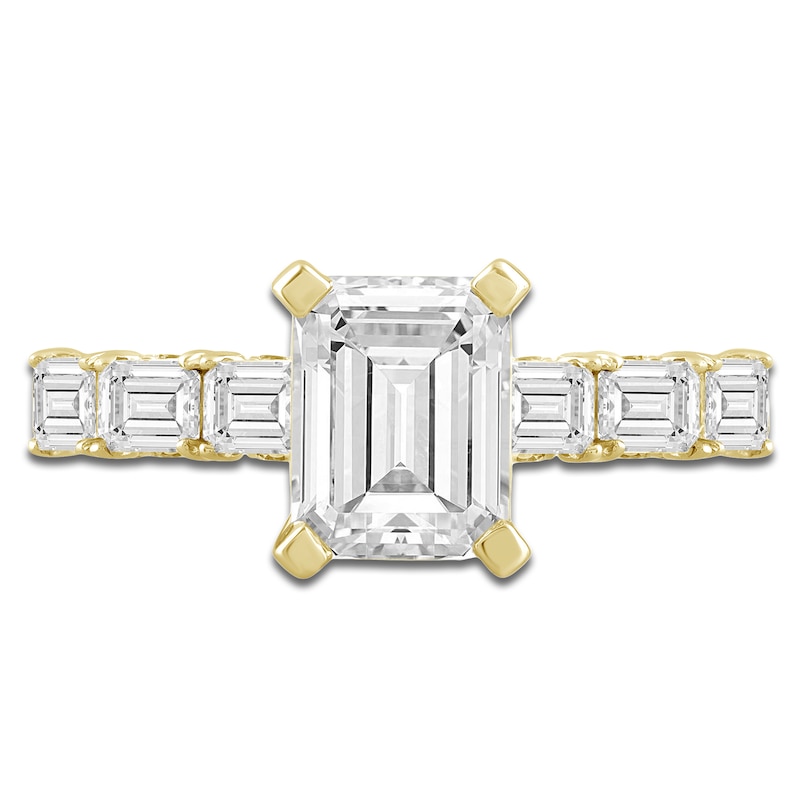 Main Image 3 of Emerald-Cut Lab-Grown Diamond Engagement Ring 4-1/2 ct tw 14K Yellow Gold