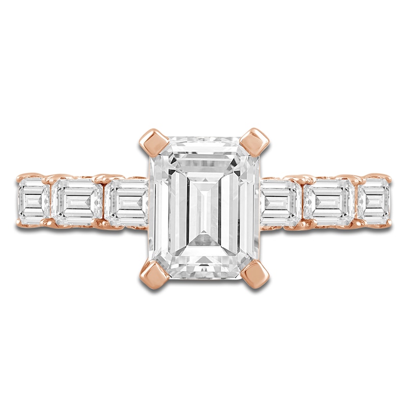 Main Image 3 of Emerald-Cut Lab-Grown Diamond Engagement Ring 4-1/2 ct tw 14K Rose Gold
