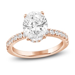 Oval-Cut Lab-Grown Diamond Hidden Halo Engagement Ring 2-1/2 ct tw 14K Rose Gold