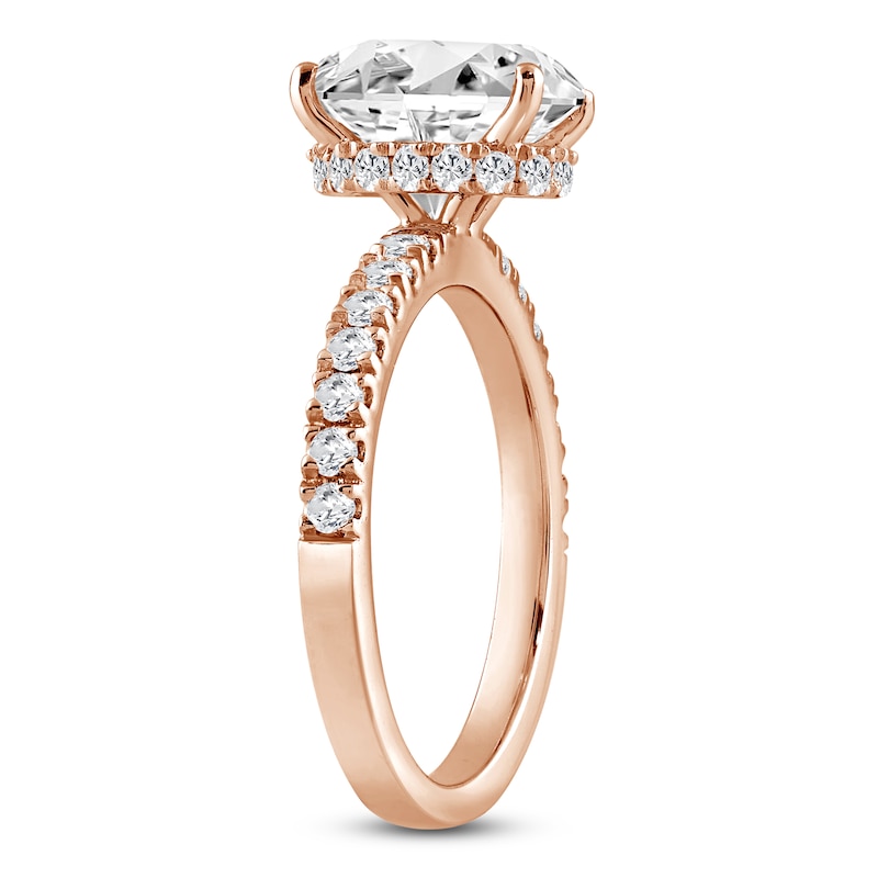 Main Image 2 of Oval-Cut Lab-Grown Diamond Hidden Halo Engagement Ring 2-1/2 ct tw 14K Rose Gold