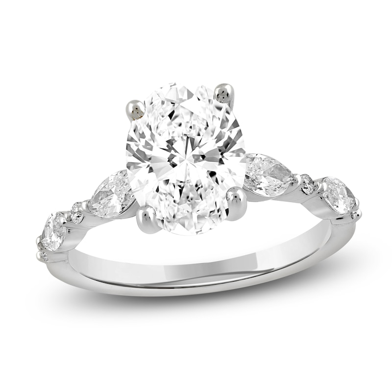Main Image 1 of Oval-Cut Lab-Grown Diamond Engagement Ring 2-1/2 ct tw 14K White Gold