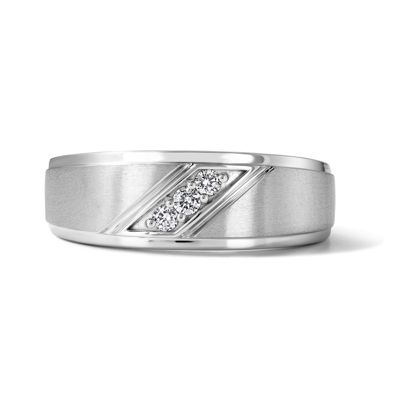 Main Image 1 of Chosen Men's Diamond Wedding Band 1/10 ct tw Round 14K White Gold