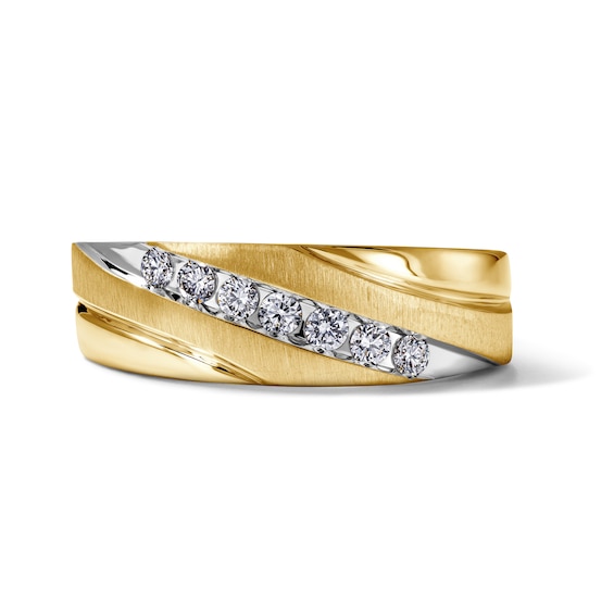 Chosen Men's Diamond Wedding Ring 1/4 ct tw Round 14K Yellow Gold
