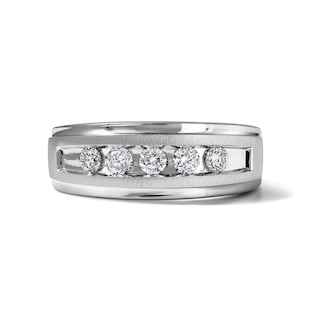 Chosen Men's Diamond Wedding Band 1/2 ct tw Round 14K White Gold