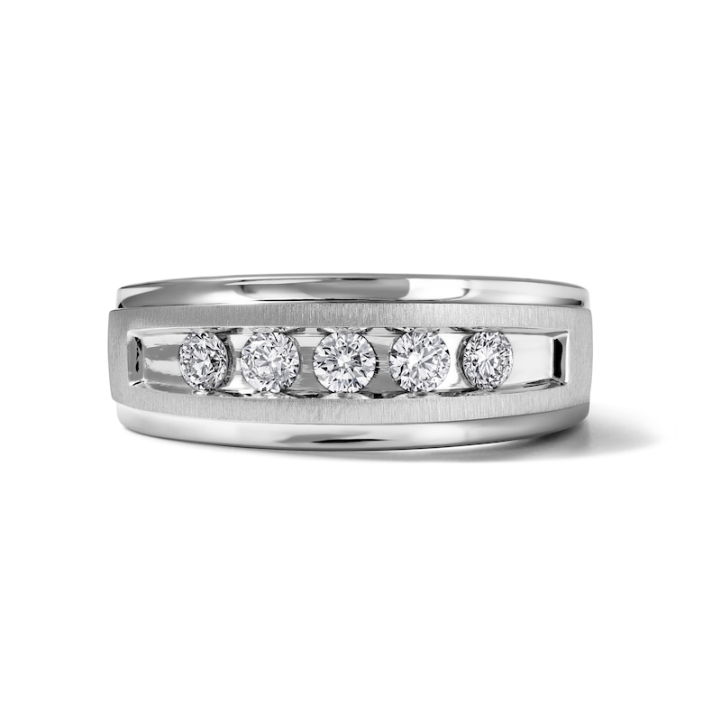 Main Image 1 of Chosen Men's Diamond Wedding Band 1/2 ct tw Round 14K White Gold