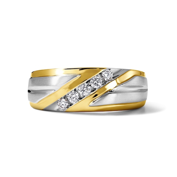 Chosen Men's Diamond Wedding Band 1/4 ct tw Round 14K Two-Tone Gold