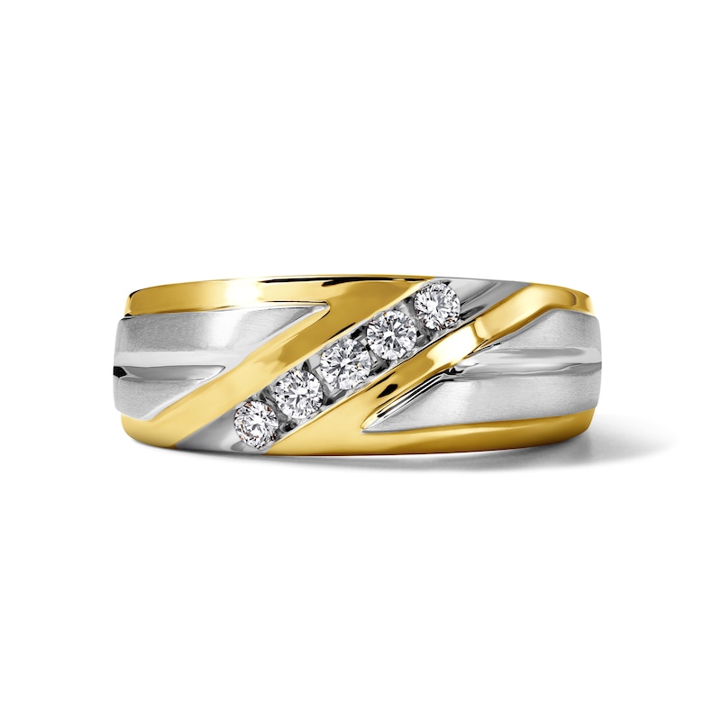 Main Image 1 of Chosen Men's Diamond Wedding Band 1/4 ct tw Round 14K Two-Tone Gold