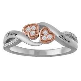 1/20 ct tw Diamond Sterling Silver/10K Promise Ring (2 Lines)