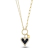 Thumbnail Image 0 of Shy Creation Natural Onyx Heart Pendant Necklace 1/8 ct tw Diamonds 14K Yellow Gold 18" SC55025146