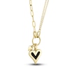 Thumbnail Image 2 of Shy Creation Natural Onyx Heart Pendant Necklace 1/8 ct tw Diamonds 14K Yellow Gold 18" SC55025146