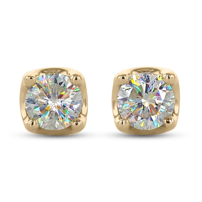 THE LEO First Light Diamond Solitaire Earrings Round 1/2 ct tw 14K Yellow Gold (I1/I)