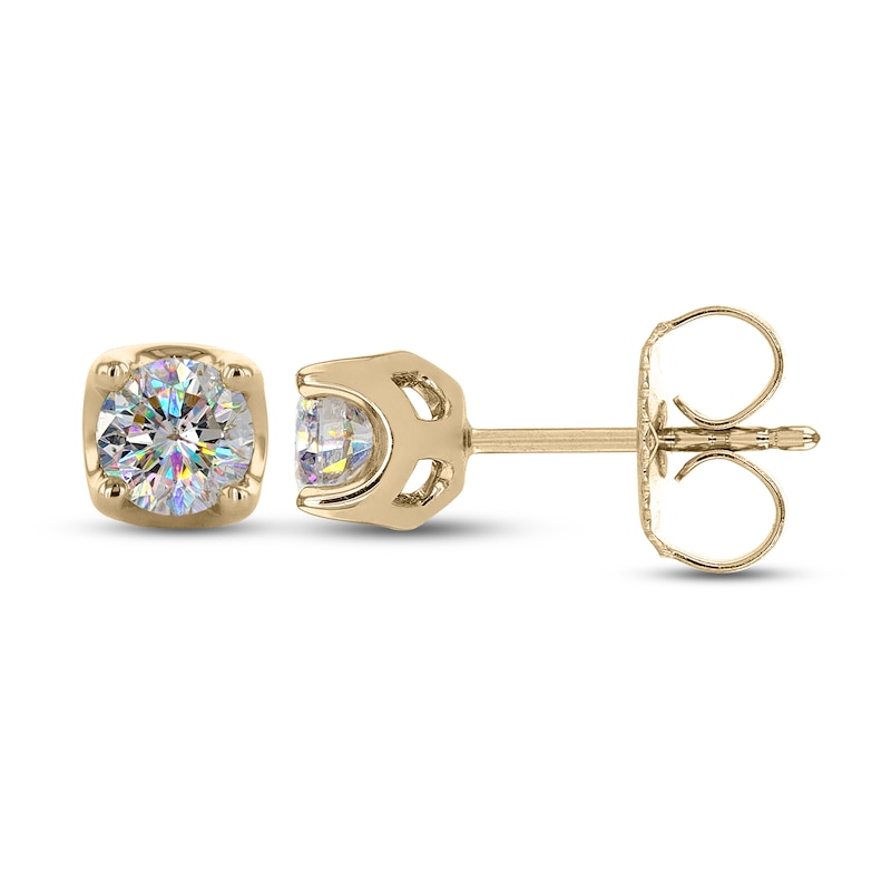 THE LEO First Light Diamond Solitaire Earrings Round 1/2 ct tw 14K Yellow Gold (I1/I)
