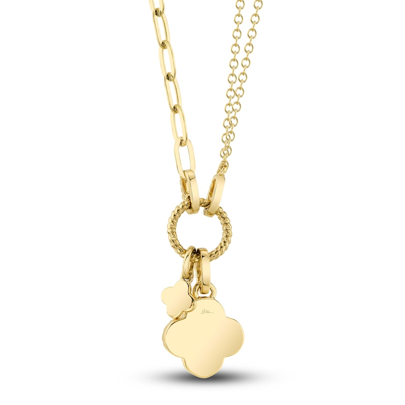 Shy Creation Natural Mother-of-Pearl Pendant Necklace 1/10 ct tw Diamonds 14K Yellow Gold 18" SC55023485