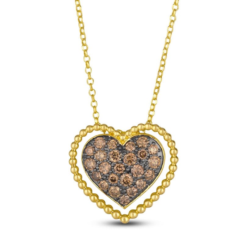 Le Vian Dolce D'Oro Chocolate Diamond Heart Pendant Necklace 1-1/4 ct tw 14K Honey Gold 19"