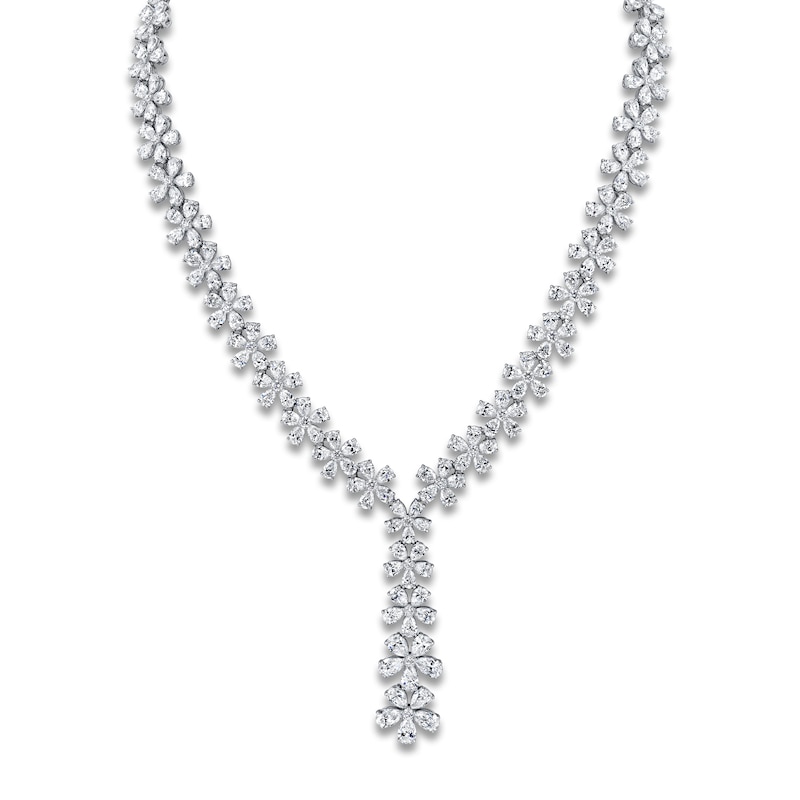 Jared Atelier X Shy Diamond Flower Necklace 60-7/8 ct tw Pear/Round 18K White Gold 18"