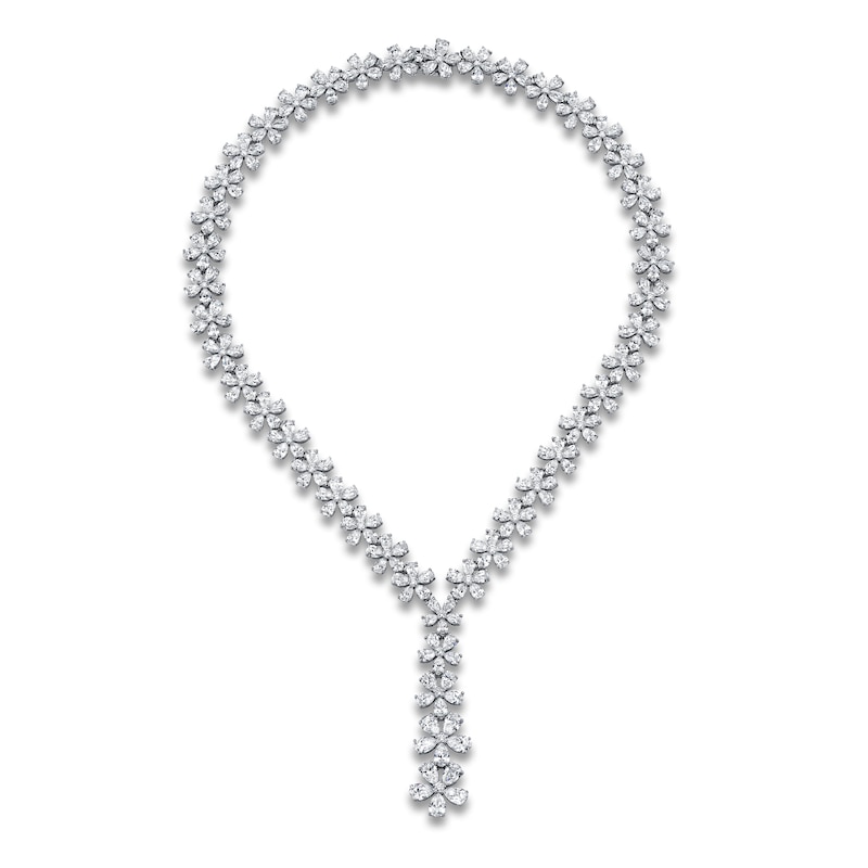 Jared Atelier X Shy Diamond Flower Necklace 60-7/8 ct tw Pear/Round 18K White Gold 18"