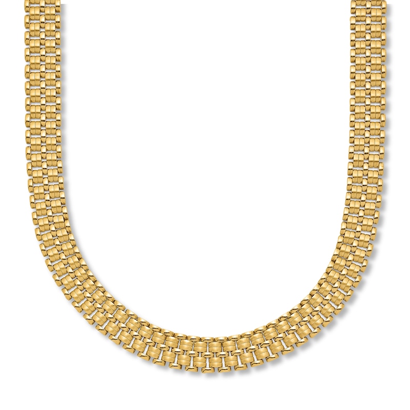 Basket Weave Necklace 14K Yellow Gold 17"