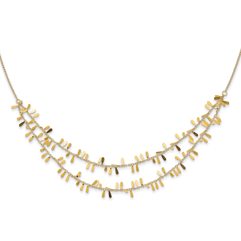 Double-Strand Link Necklace 14K Yellow Gold 17.75"