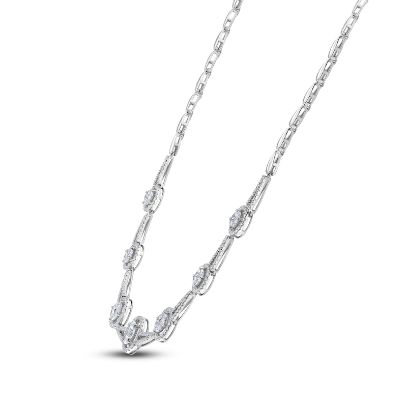 Multi-Diamond Halo Necklace 3-1/2 ct tw 14K White Gold 16"