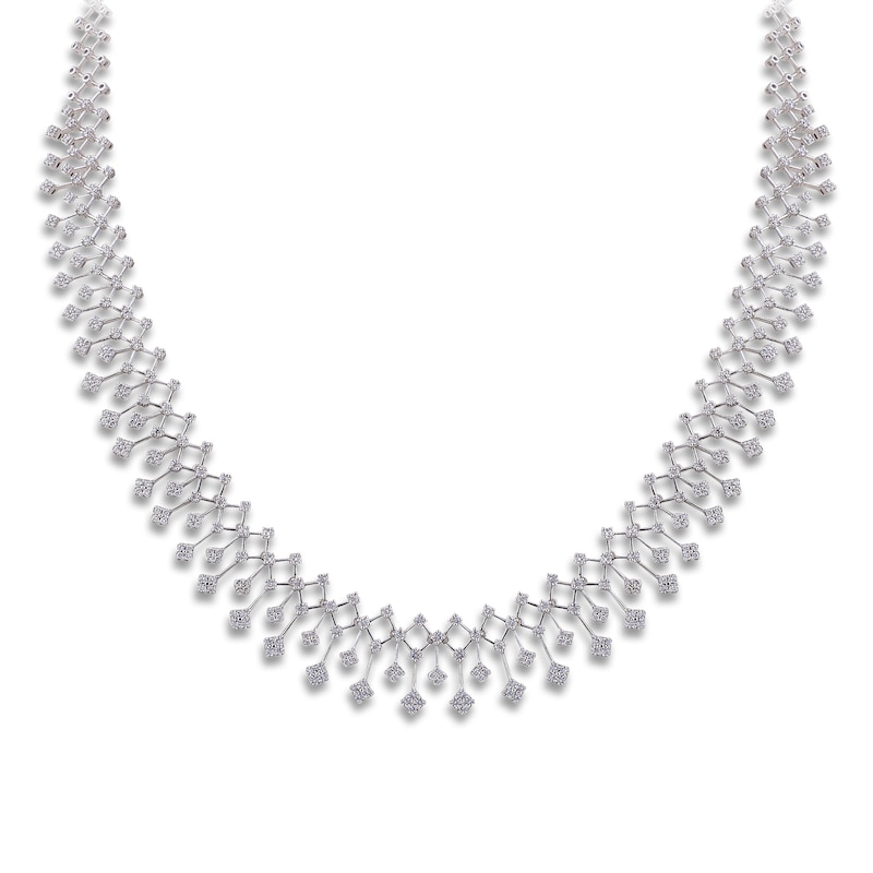 Diamond Collar Necklace 5 ct tw Round 14K White Gold 17"